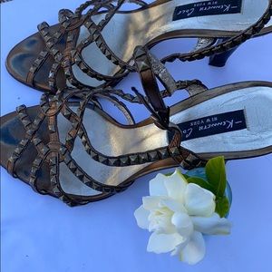 Burnished gold strappy sandals